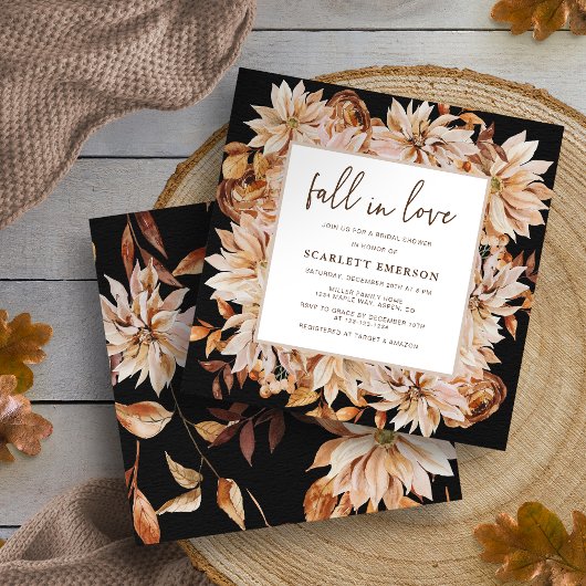 エレガント秋インラブブライダルシャワー 招待状
