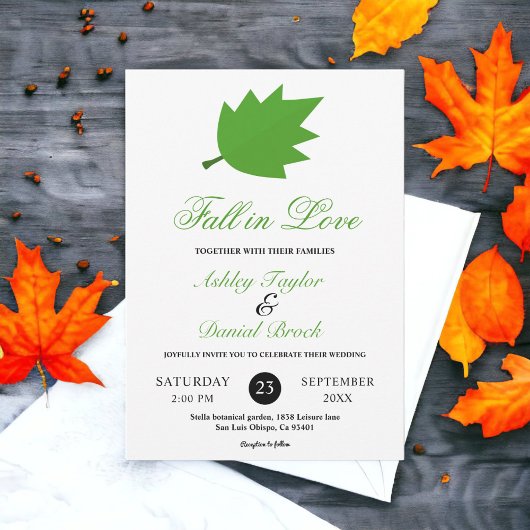 エレガント秋インラブ紅葉秋の結婚式 招待状