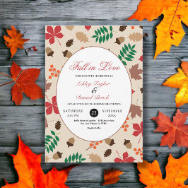 エレガント秋インラブ葉フローラズ秋結婚 招待状