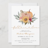 エレガント秋インラヴフローラパンプキンブライダルシャワー 招待状 (正面)