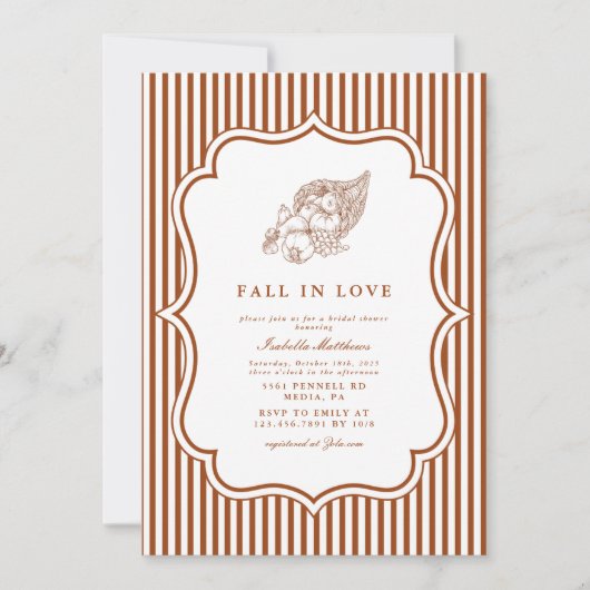 エレガント秋イン愛ブライダルシャワー 招待状 (正面)