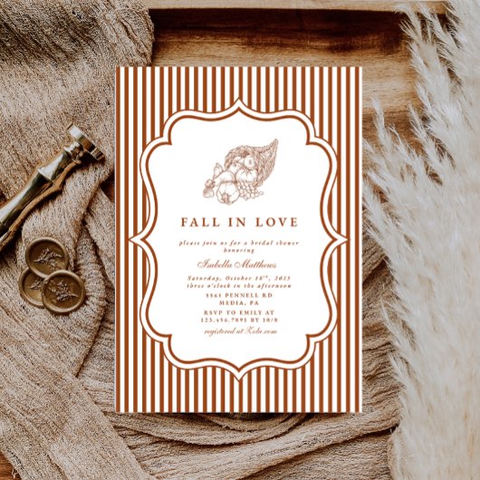 エレガント秋イン愛ブライダルシャワー 招待状