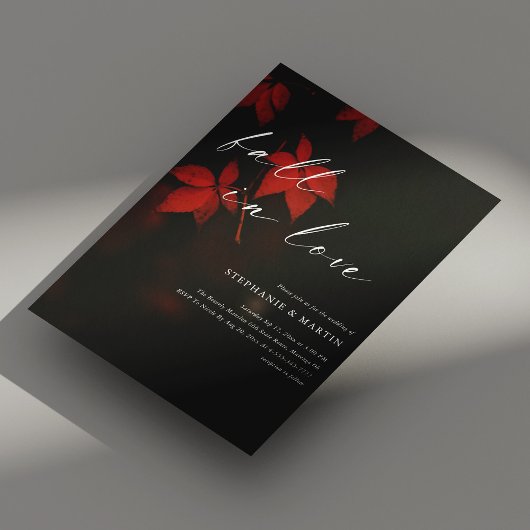 エレガント秋イン・ラブ赤いカエデ葉の結婚s 招待状