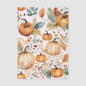 エレガント秋ウォーターカラーカボチャと紅葉 薄葉紙 (正面)