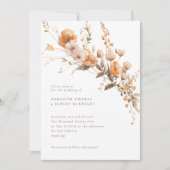 エレガント秋オレンジと茶色のワイルドフラワー結婚ズ 招待状 (正面)
