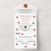 エレガント秋オレン葉ジ秋結婚フローラ オールインワン招待状 (内側)