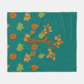 エレガント秋ツリー&リーフスタイリッシュ フリースブランケット (正面(横))