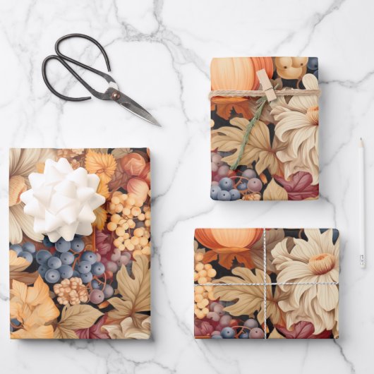エレガント秋ハーベスタイリッシュスト ラッピングペーパーシート (正面)