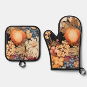 エレガント秋ハーベスタイリッシュスト 鍋つかみ&鍋敷きセット (正面)
