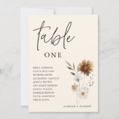 エレガント秋フローラテーブル番号座席表 招待状 (正面)