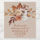 エレガント秋フローラトープ結婚式の引き出物 ワインラベル (シングルラベル)