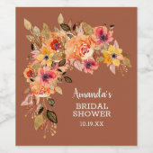 エレガント秋フローラブライダルシャワー ワインラベル (シングルラベル)