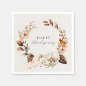 エレガント秋フローラリース スタンダードカクテルナプキン (正面)