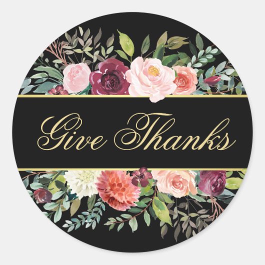 エレガント秋フローラ与え 感謝してい ラウンドシール (正面)
