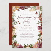 エレガント秋フローラ引っ越し祝いパーティーパーティー 招待状 (正面/裏面)