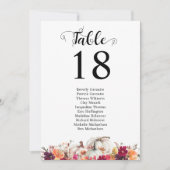 エレガント秋フローラ水結婚色のテーブルカード ノートカード (正面)