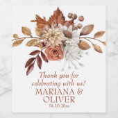 エレガント秋フローラ白結婚式の引き出物 ワインラベル (シングルラベル)