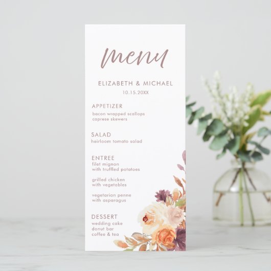 エレガント秋フローラ結婚のメニューカード メニュー (スタンド正面)