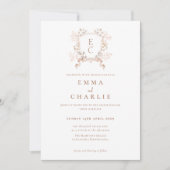 エレガント秋フローラ結婚クレスト 招待状 (正面)