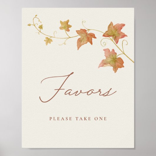 エレガント秋ブライダルシャワー優先テーブル記号 ポスター (正面)