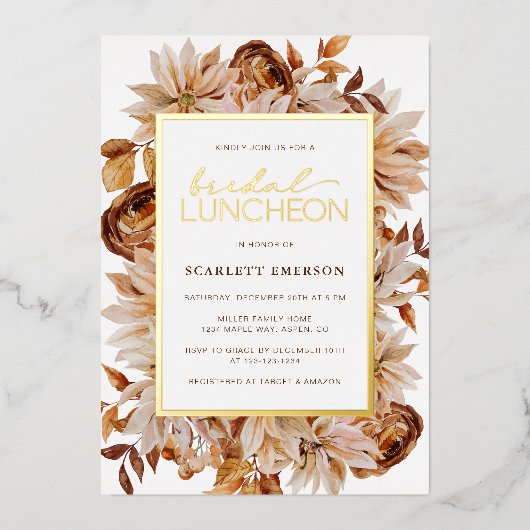 エレガント秋ブライダルシャワー 箔招待状 (正面)