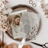 エレガント秋ボタニカルアッシュ結婚オーバーレイ ベラム紙招待状