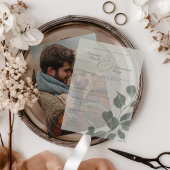 エレガント秋ボタニカルセージ結婚オーバーレイ ベラム紙招待状