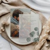 エレガント秋ボタニカルセージ結婚オーバーレイ ベラム紙招待状