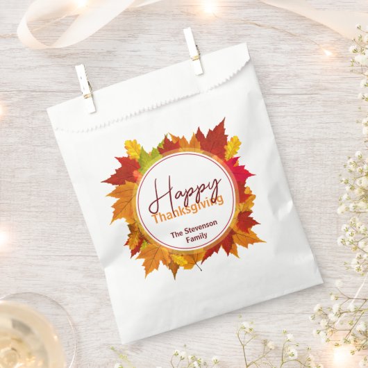 エレガント秋メープル葉リース感謝祭 フェイバーバッグ (クリップ留めされた状態)