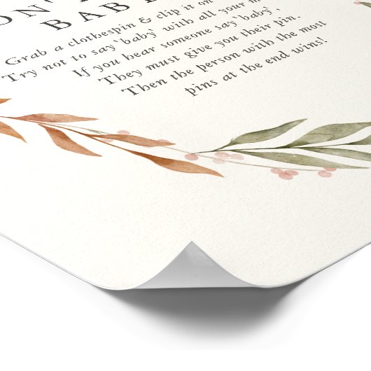 エレガント秋リースがベビー記号を言わない ポスター (角)