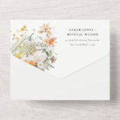 エレガント秋ワイルドフラワーカボチャの水の色結婚の値 オールインワン招待状 (裏面)