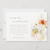 エレガント秋ワイルドフラワーカボチャの水の色結婚の値 サンキューカード (正面)
