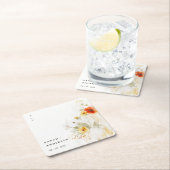 エレガント秋ワイルドフラワーカボチャの水の色結婚の値 スクエアペーパーコースター (インサイチュ)