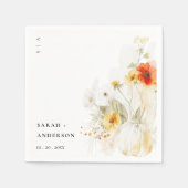 エレガント秋ワイルドフラワーカボチャの水の色結婚の値 スタンダードカクテルナプキン (正面)