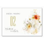 エレガント秋ワイルドフラワーカボチャの水の色結婚の値 テーブルナンバー (裏面)