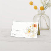 エレガント秋ワイルドフラワーカボチャの水の色結婚の値 プレイスカード (裏面)