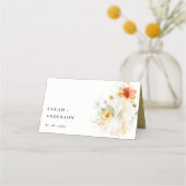 エレガント秋ワイルドフラワーカボチャの水の色結婚の値 プレイスカード (正面)