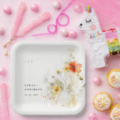 エレガント秋ワイルドフラワーカボチャの水の色結婚の値 ペーパープレート (パーティー)