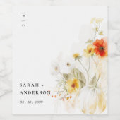 エレガント秋ワイルドフラワーカボチャの水の色結婚の値 ワインラベル (シングルラベル)