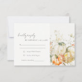 エレガント秋ワイルドフラワーカボチャの水の色結婚の値 出欠カード (正面)