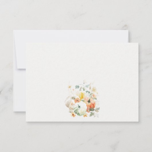 エレガント秋ワイルドフラワーカボチャの水の色結婚の値 出欠カード (裏面)