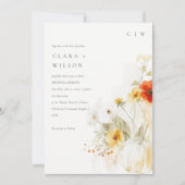 エレガント秋ワイルドフラワーカボチャの水の色結婚の値 招待状 (正面)