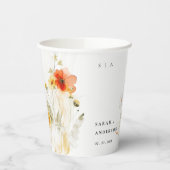 エレガント秋ワイルドフラワーカボチャの水の色結婚の値 紙コップ (左)