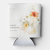 エレガント秋ワイルドフラワーカボチャの水の色結婚の値 缶クーラー (正面)