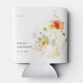 エレガント秋ワイルドフラワーカボチャの水の色結婚の値 缶クーラー (裏面)