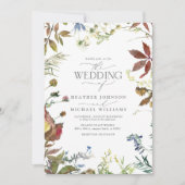 エレガント秋ワイルドフラワーフローラウォーター結婚カラー 招待状 (正面)