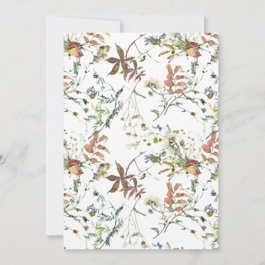 エレガント秋ワイルドフラワーフローラウォーター結婚カラー 招待状 (裏面)