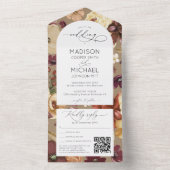 エレガント秋ワイルドフラワーフローラQRフォト結婚ズ オールインワン招待状 (内側)