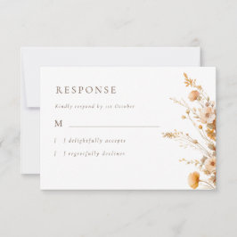 エレガント秋ワイルドフラワー結婚ズ 出欠カード