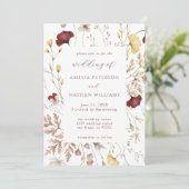エレガント秋ワイルドフラワー結婚植物薬 招待状 (スタンド正面)